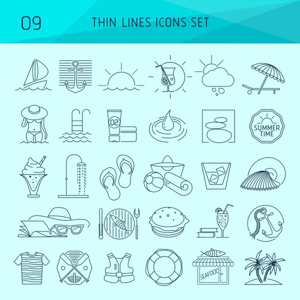 Set of thin line web icons — Stock Vector