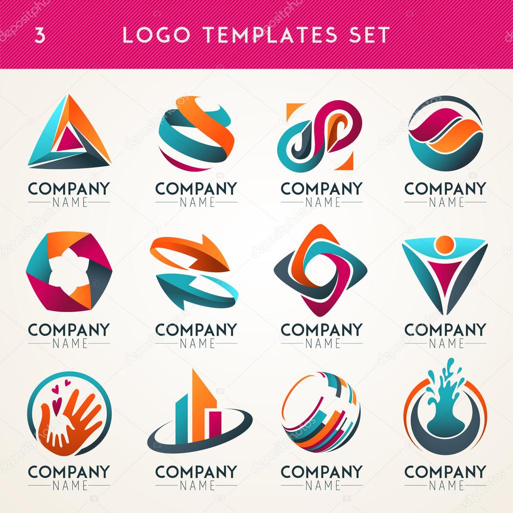 Set of abstract logo, web Icon and globe vector symbol. Unusual icon set. Graphic design of logo elements easy editable for Your design. Modern logotype icon.