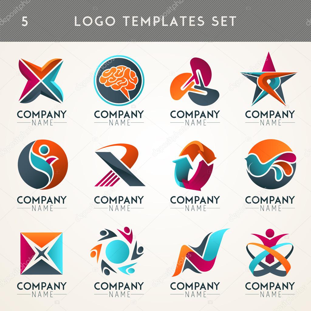 Set of abstract logo, web Icon and globe vector symbol. Unusual icon set. Graphic design of logo elements easy editable for Your design. Modern logotype icon.
