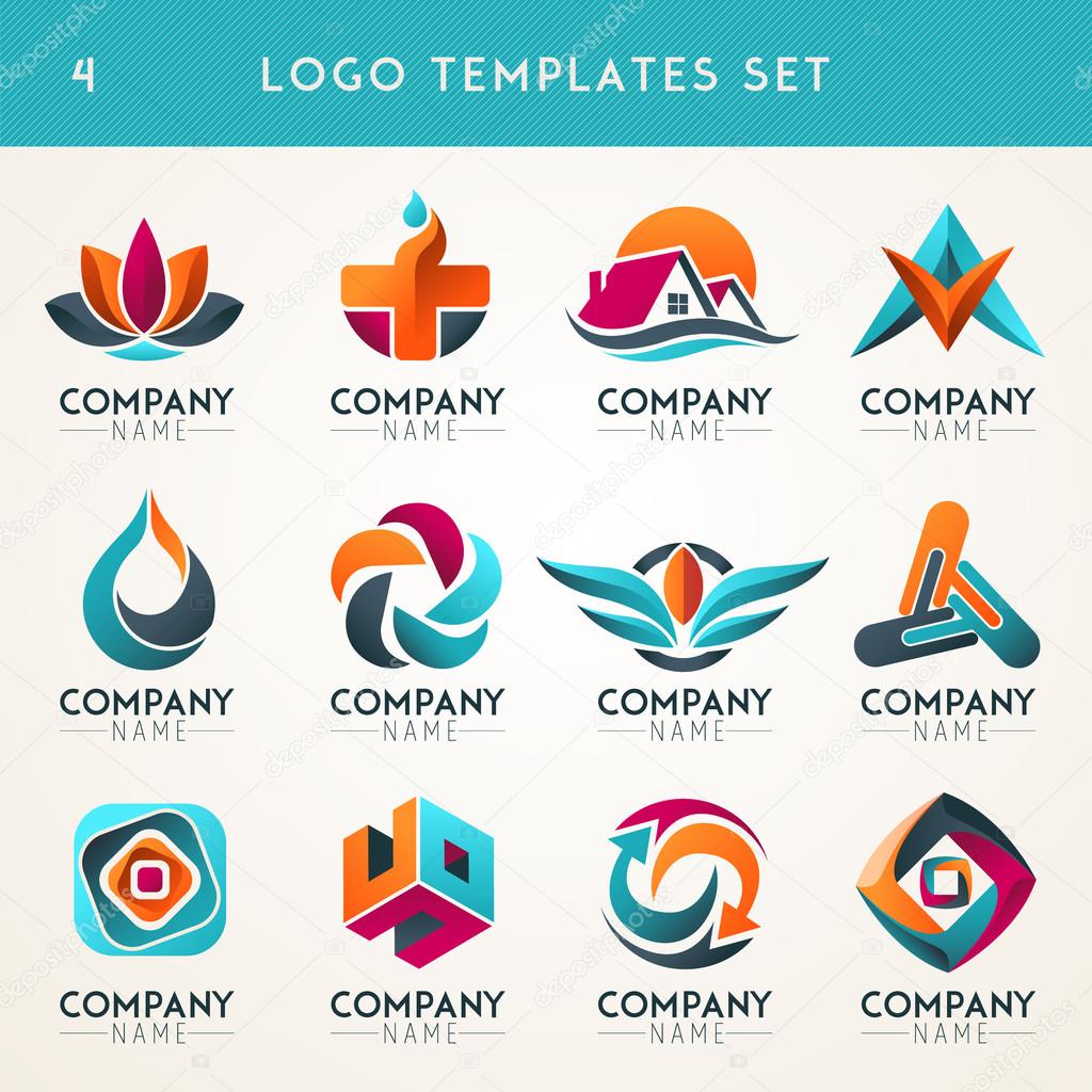 Set of abstract logo, web Icon and globe vector symbol. Unusual icon set. Graphic design of logo elements easy editable for Your design. Modern logotype icon.