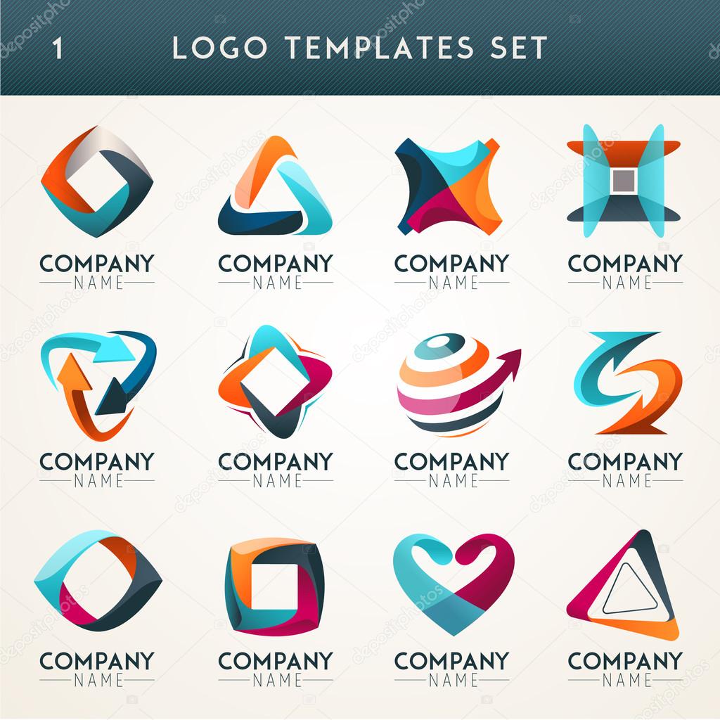 Set of abstract logo, web Icon and globe vector symbol. Unusual icon set. Graphic design of logo elements easy editable for Your design. Modern logotype icon.