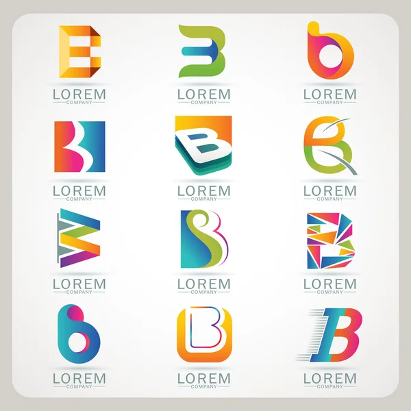 B logosu öğeler ve simgeler — Stok Vektör