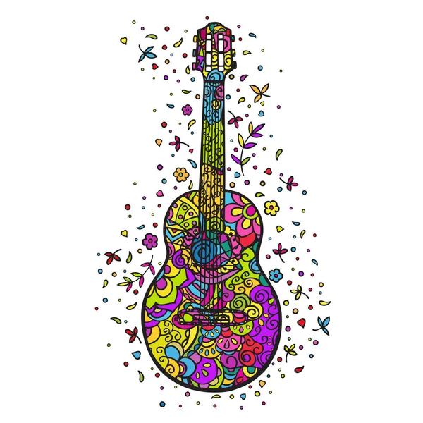 Cartoon Guitar Farbkritzelei Vektor Illustration Stockvektor