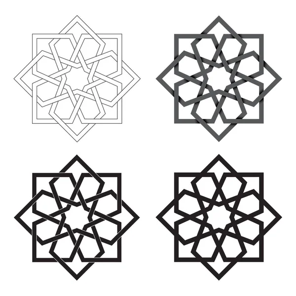 Logo, şablon ve parmak izleri için çeşitli tasarımlarda bulunan doğulu geometrik süsleme elementi. Vektör illüstrasyonu beyaz arkaplanda izole edildi.