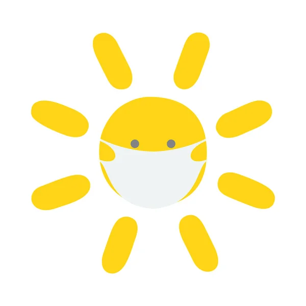 Die Sonne Einer Medizinischen Schutzmaske Cartoon Farbvektorsymbol Isoliert Auf Weißem Vektorgrafiken