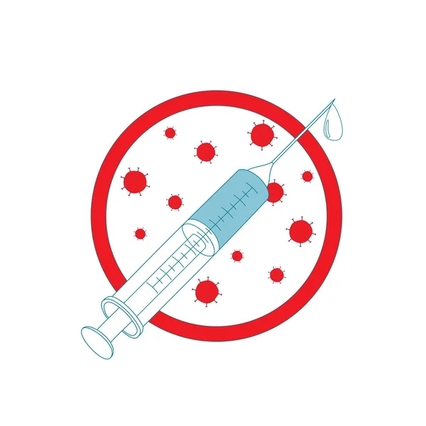 Koronavirüs Salgınına Karşı Korunmak Için Gerekli Bir Aşı Virüsler Için — Stok Vektör