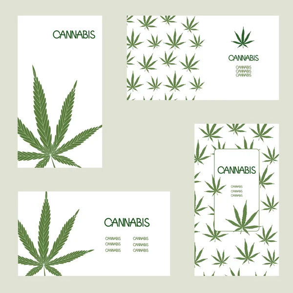 Λογότυπο Επαγγελματικές Κάρτες Φύλλα Κάνναβης Κάνναβη Πρότυπα Σχεδιασμού Διανυσμάτων Που — Διανυσματικό Αρχείο