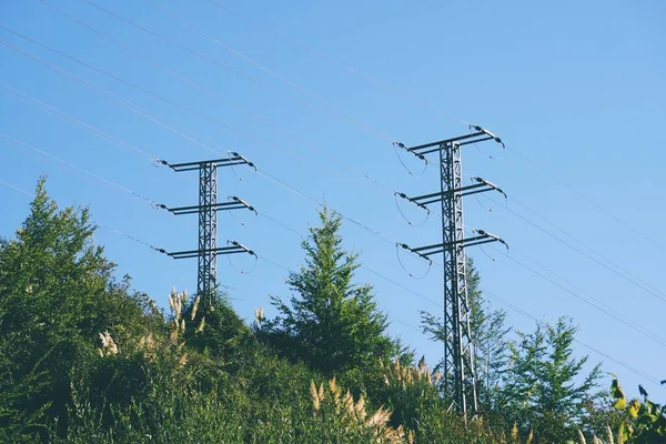 electricity tower, high voltage, transmission tower in Bilbao, Spain