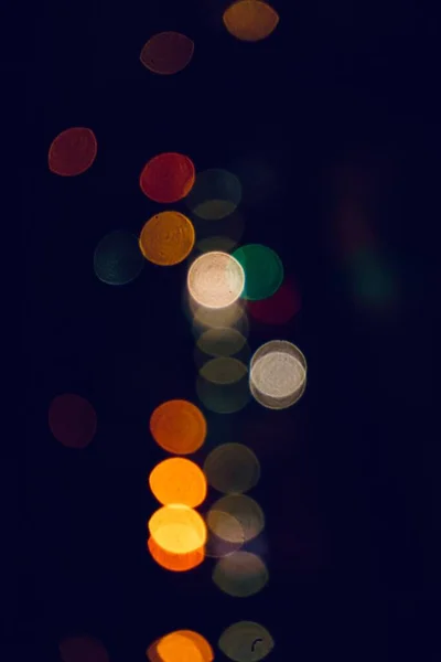 Pestrobarevná Bokeh Světla Noci Ulici — Stock fotografie