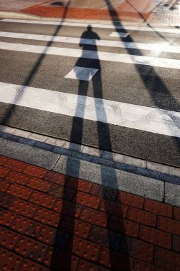             man taking pictures of the shadow silhouette on the ground                    