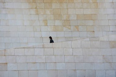                                tourist visiting Guggenheim Bilbao museum 