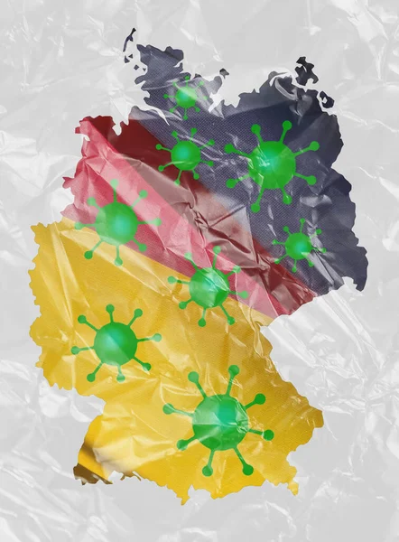 Χάρτης Της Γερμανίας Σημαία Και Τον Corona Για Κλείδωμα — Φωτογραφία Αρχείου