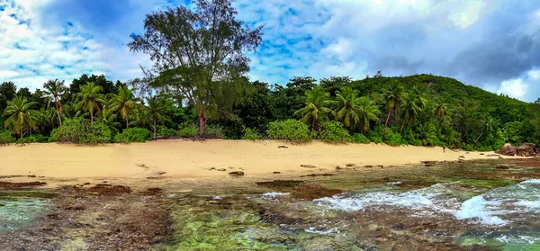 Impressionante Panorama Praia Alta Resolução Nas Ilhas Paradisíacas Seychelles — Fotografia de Stock
