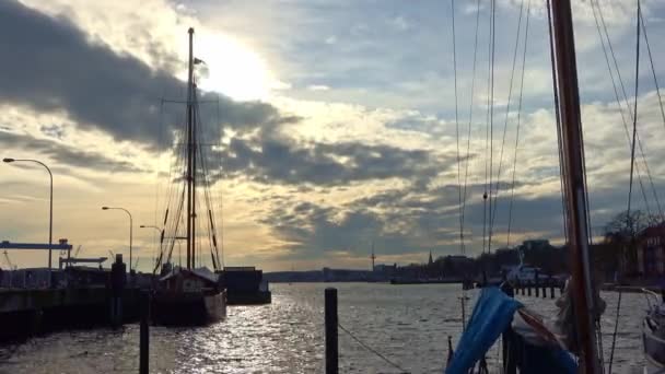 Time Lapse Uitzicht Haven Van Kiel Aan Baltische Zee — Stockvideo