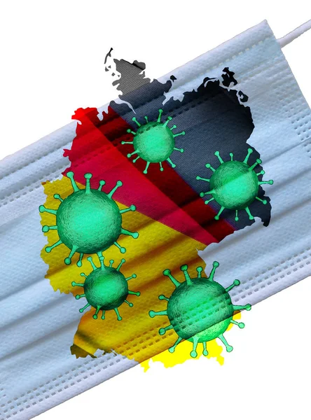 Блокировка Карта Германии Голубой Медицинской Маской Маски Ffp2 Вирусная Иллюстрация — стоковое фото