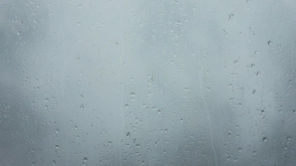 Βροχή Πέφτει Τρέχει Κάτω Από Ένα Παράθυρο Μια Κοντινή Προβολή — Αρχείο Βίντεο