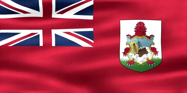Bermuda Flagga Realistisk Vinka Tyg Flagga — Stockfoto
