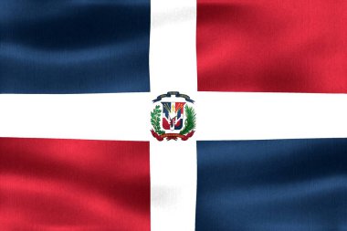 Dominik Cumhuriyeti bayrağı - gerçekçi kumaş bayrağı sallıyor