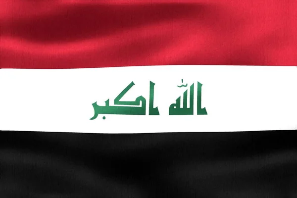 Irak Zászló Reális Hullámzó Szövet Zászló — Stock Fotó