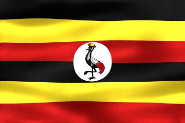 Uganda bayrağının 3 boyutlu görüntüsü - gerçekçi kumaş bayrağı sallama.