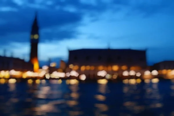 Noche Venecia Italia Fondo Enfoque Suave Borroso Concepto Abstracto Con — Foto de Stock