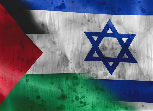 Confronto Palestina Com Israel Conceito Bandeiras Guerra Militares Grunge Vintage — Fotografia de Stock