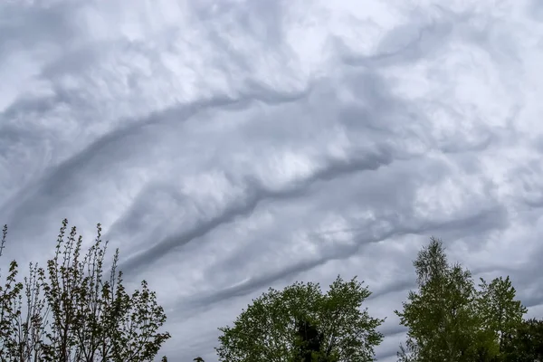 Impressionantes Formações Nuvens Asperatus Céu Logo Antes Uma Tempestade — Fotografia de Stock
