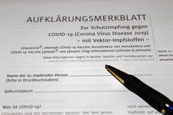 Duitse Documenten Voor Corona Covid Vaccinatie Anamnese — Stockfoto