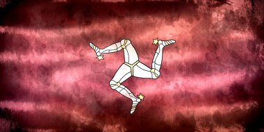 Man Adası bayrağı - gerçekçi kumaş bayrağı sallıyor