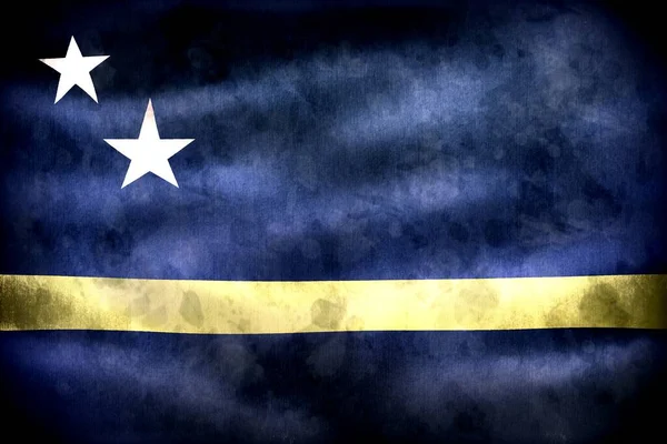 Curacao bayrağı - gerçekçi kumaş bayrağı