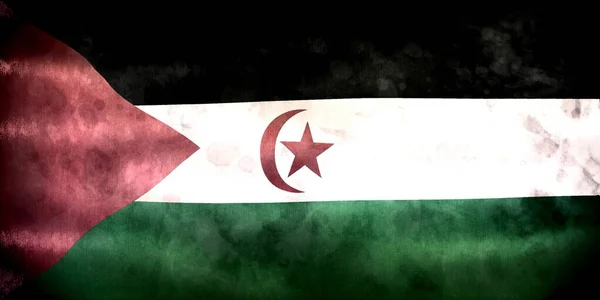 Bandiera Del Sahara Occidentale Bandiera Tessuto Sventolante Realistica — Foto Stock