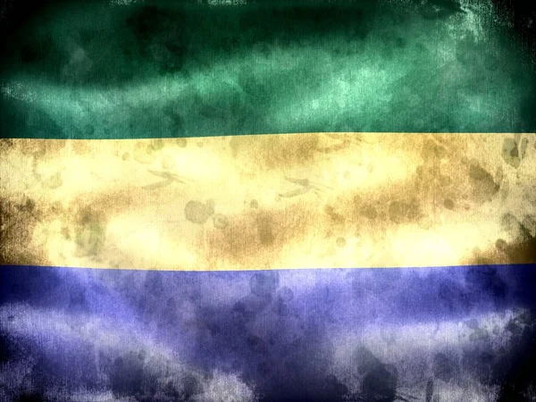 Gabon Flagga Realistisk Vinka Tyg Flagga — Stockfoto