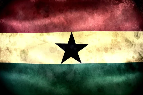 Ghana Flagge Realistisch Schwenkende Stofffahne — Stockfoto