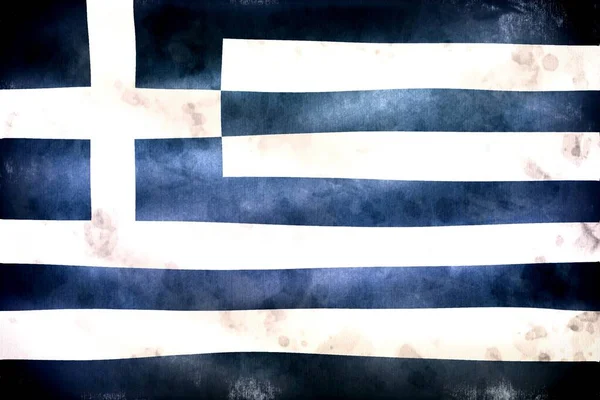 Grekland Flagga Realistisk Vinka Tyg Flagga — Stockfoto