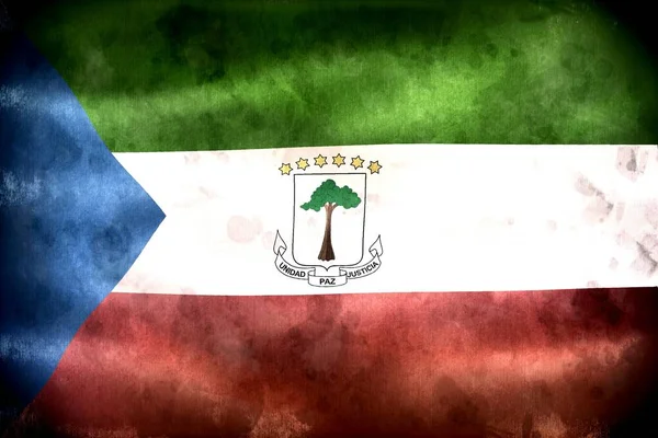 赤道几内亚国旗 现实的挥动面料国旗 — 图库照片