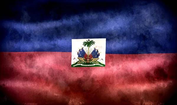Гаїті Прапор Реалістичний Махаючи Тканиною Прапор — стокове фото