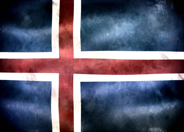 Island Flagga Realistisk Vinka Tyg Flagga — Stockfoto