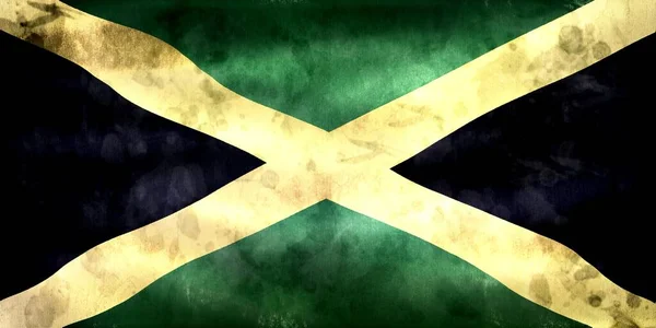 Флаг Ямайки Реалистичный Тканевый Флаг — стоковое фото