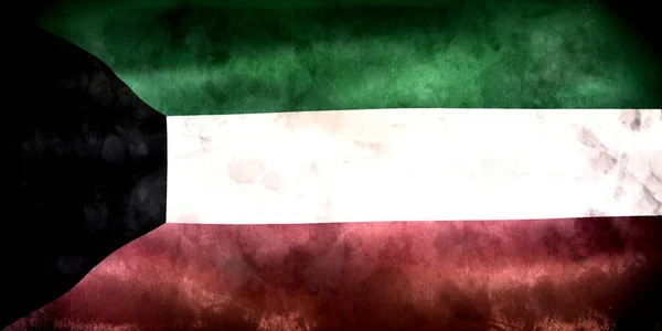 Kuwait Flagge Realistisch Schwenkende Stofffahne — Stockfoto