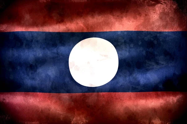 Laos Flagga Realistisk Vinka Tyg Flagga — Stockfoto