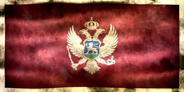 Montenegró Zászló Reális Hullámzó Szövet Zászló — Stock Fotó