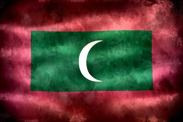 Flaga Malediwów Realistyczna Flaga Tkaniny Falującej — Zdjęcie stockowe