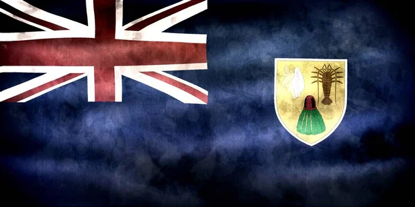 关于凯科斯群岛旗帜的3D图解 现实的挥动面料旗帜 — 图库照片