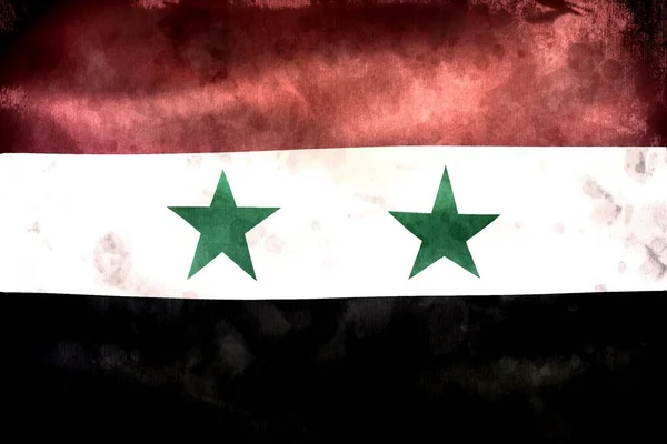 Ilustração Uma Bandeira Síria Bandeira Tecido Ondulante Realista — Fotografia de Stock