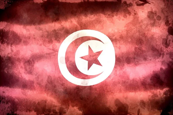 Illustration Tunisien Flagga Realistisk Vinka Tyg Flagga — Stockfoto