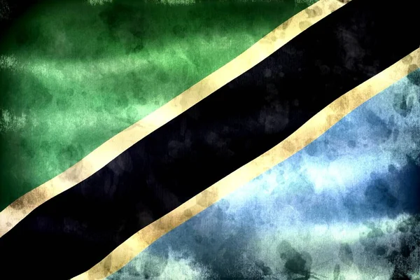 Illustration Tanzania Flagga Realistisk Vinka Tyg Flagga — Stockfoto