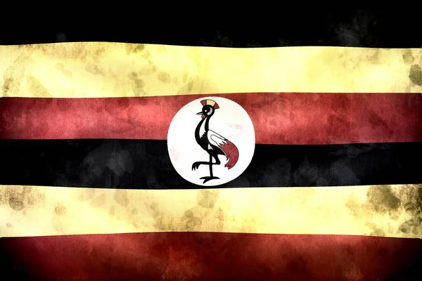 Illustrazione Una Bandiera Uganda Bandiera Tessuto Sventolante Realistica — Foto Stock