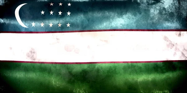 Illustrazione Una Bandiera Uzbekistan Bandiera Tessuto Sventolante Realistica — Foto Stock