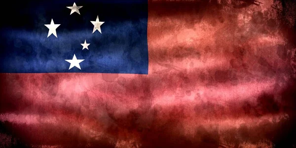 Illusztráció Egy Szamoa Zászló Reális Hullámzó Szövet Zászló — Stock Fotó