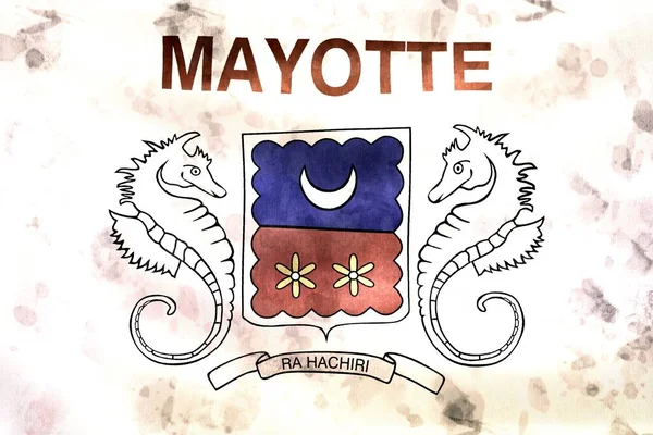 Illustration Mayotte Flag Realistic Waving Fabric Flag — Stock Photo, Image